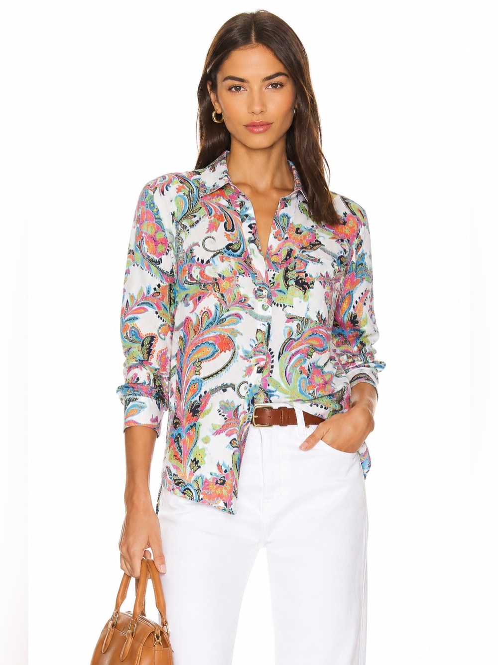 Lauren Ralph Lauren Multicolor Paisley Button-Down Shirt on White